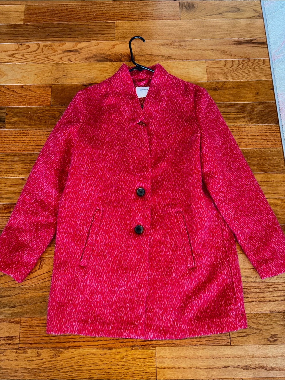 Old Navy Women's Red Textured Single-Breasted Coat